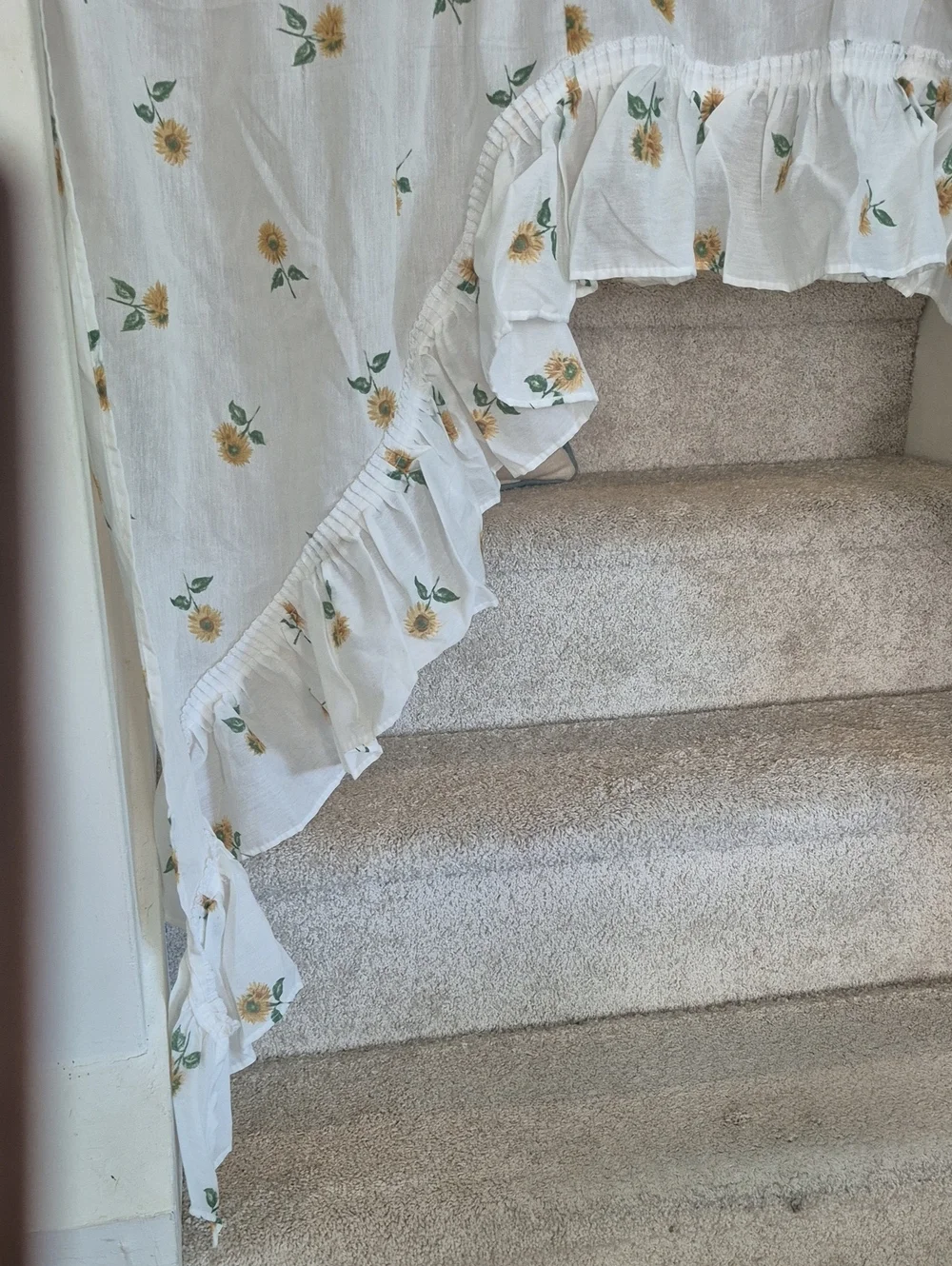 One Piece White Swag Ruffled Curtain 57x37